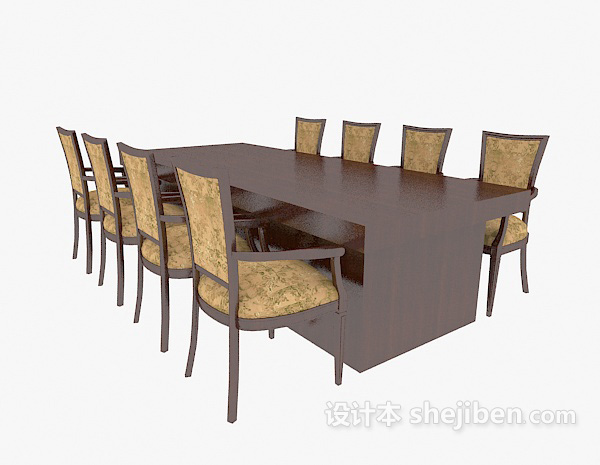 东南亚风格餐桌椅3d模型下载