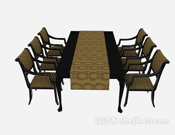 其它美式桌椅组合3d模型下载