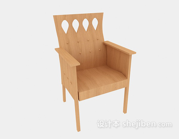 免费田园风格原木家居椅3d模型下载