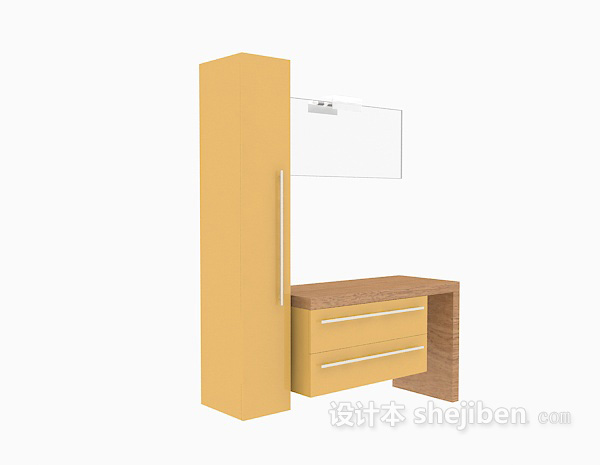 灰色木质家庭浴柜3d模型下载