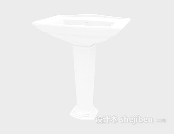 免费浴室白色洗手盆3d模型下载