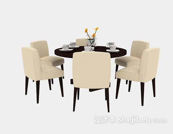 现代餐馆桌椅3d模型下载