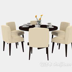 现代餐馆桌椅3d模型下载
