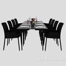 美式家居餐桌3d模型下载