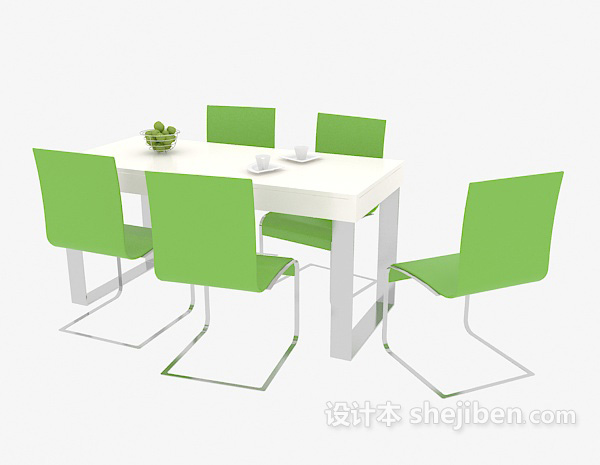 免费现代清新餐桌椅3d模型下载