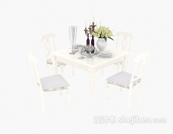 欧式风格欧式风格四人餐桌3d模型下载