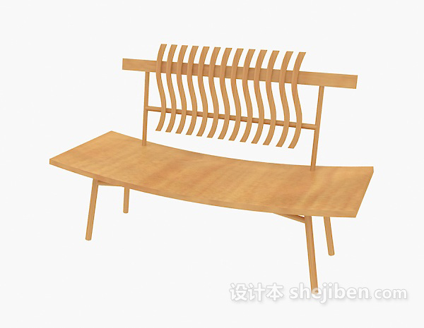 免费休闲长型木椅3d模型下载