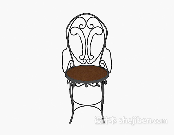 欧式风格欧式铁艺椅子3d模型下载