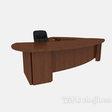 现代棕色办公桌3d模型下载