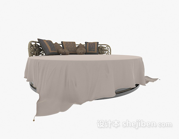 现代风格棕色铁艺圆形床3d模型下载