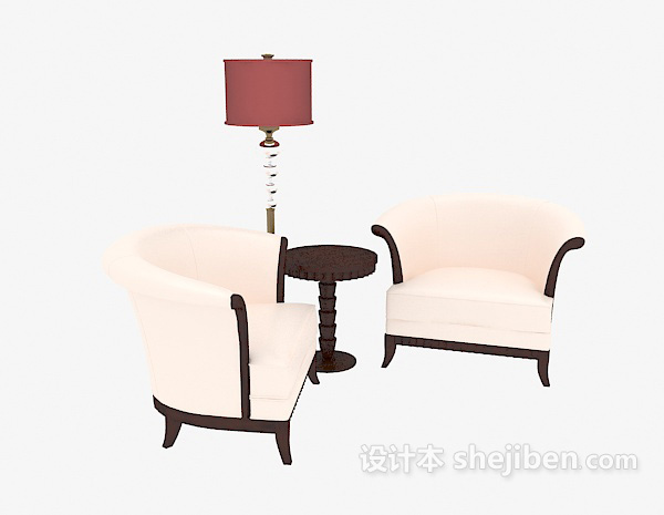 美式简约单人沙发3d模型下载