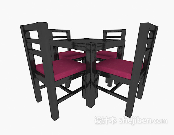 中式风格休闲桌椅3d模型下载