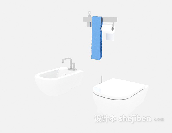 免费卫生间坐便器、卫浴小件3d模型下载