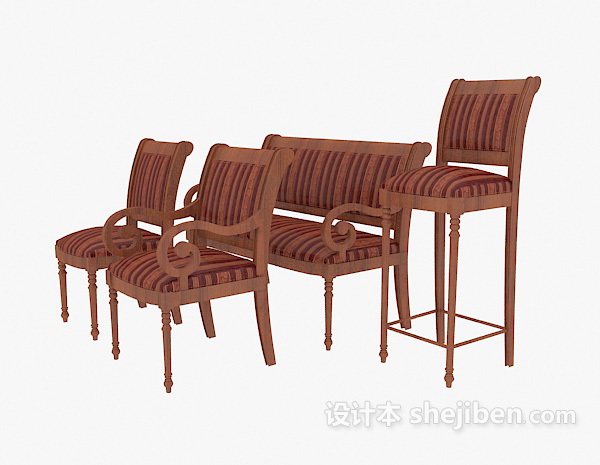 欧式实木椅子集合3d模型下载