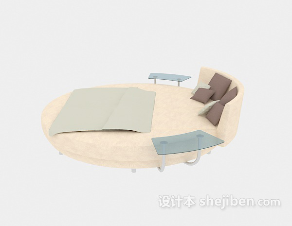 现代时尚圆形床3d模型下载