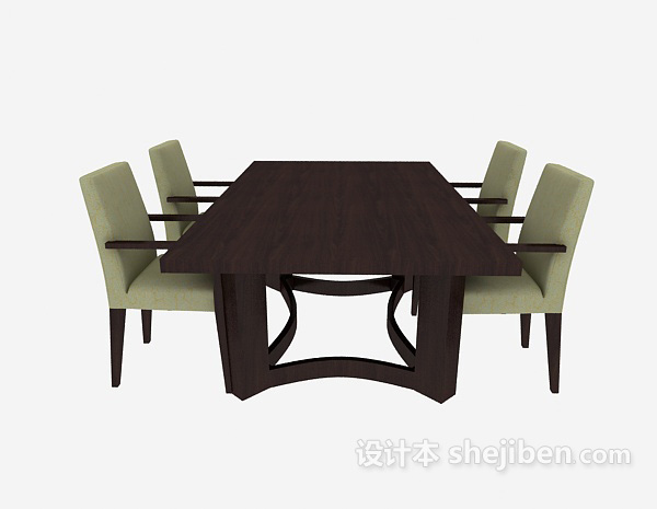 其它简约美式桌椅组合3d模型下载