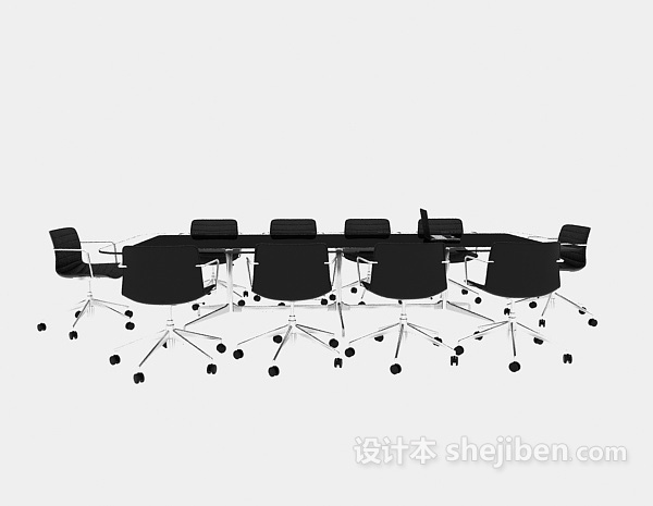 黑色大型会议桌3d模型下载