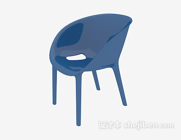蓝色塑料椅3d模型下载