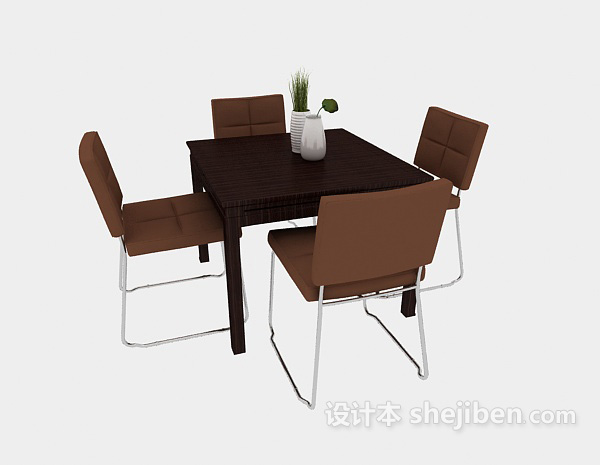 现代家庭餐桌餐椅3d模型下载