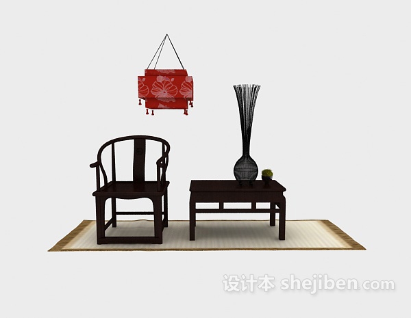 中式风格中式传统桌椅3d模型下载