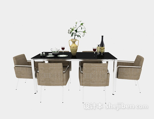 东南亚风格东南亚餐桌椅3d模型下载