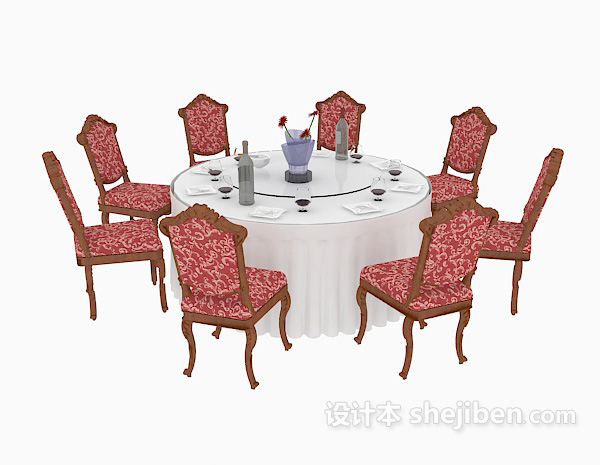 欧式风格欧式风格精致餐桌椅3d模型下载