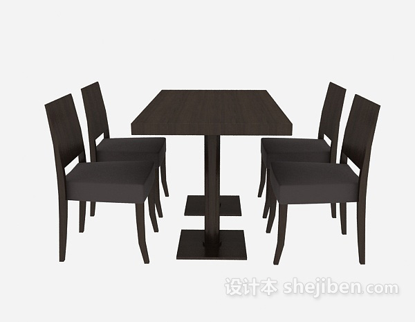现代风格餐厅实木餐桌餐椅3d模型下载