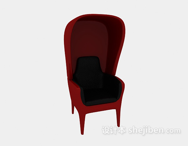 免费简约红色休闲椅3d模型下载