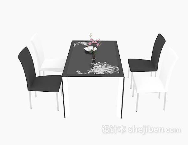 现代风格现代不锈钢桌椅3d模型下载