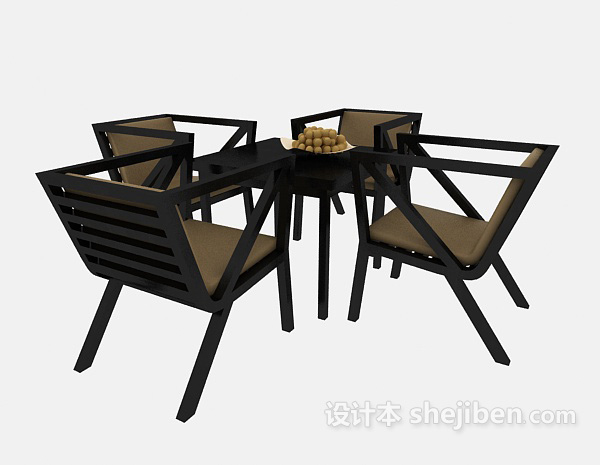免费时尚休闲桌椅组合3d模型下载