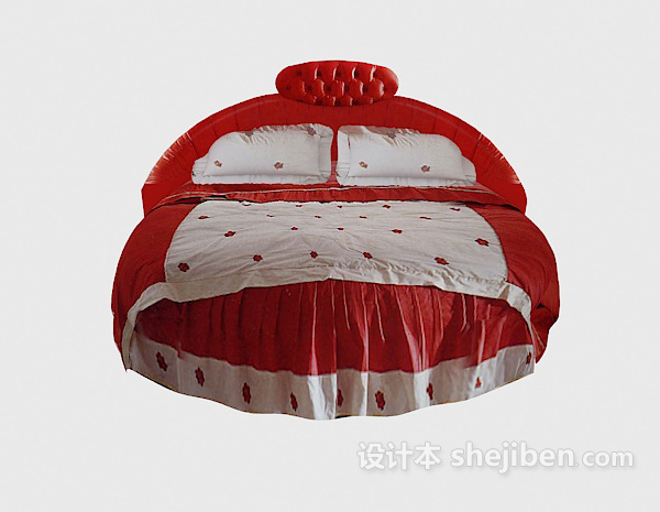 现代风格红色圆形床3d模型下载