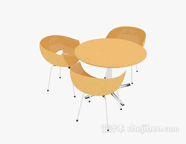 免费现代休闲桌椅组合3d模型下载