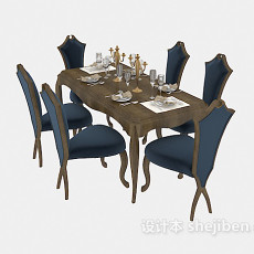 欧式高档餐桌椅3d模型下载