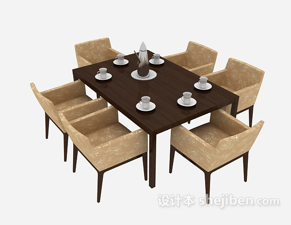 中式休闲桌椅3d模型下载
