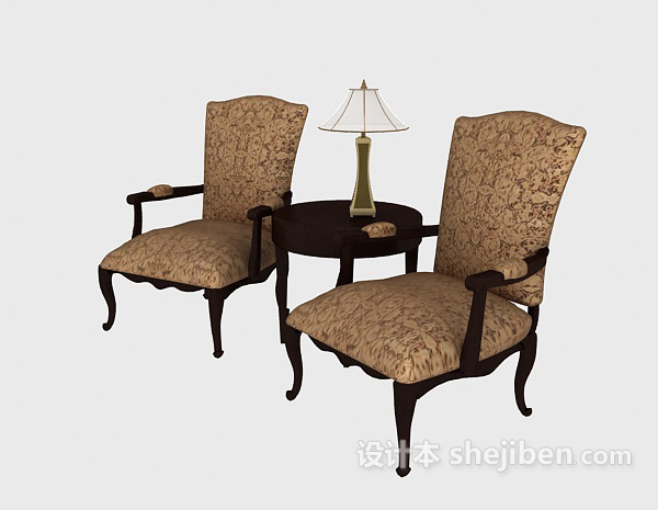 欧式风格单人沙发椅3d模型下载