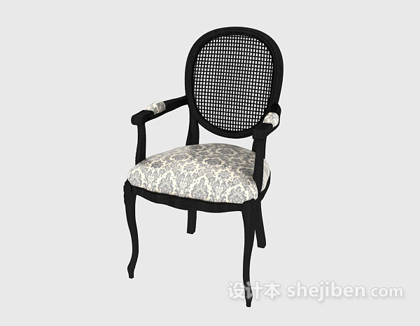 免费黑色美式餐椅3d模型下载