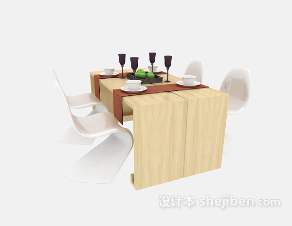 免费现代简约餐桌餐椅3d模型下载