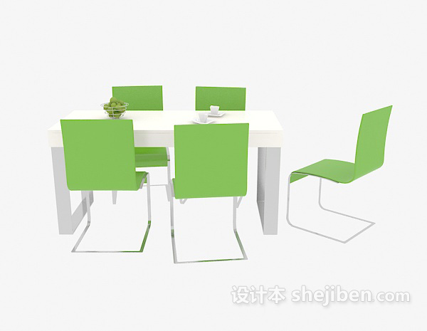 现代风格现代清新餐桌椅3d模型下载