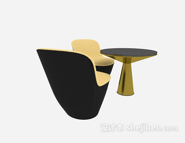 现代风格现代创意桌椅组合3d模型下载