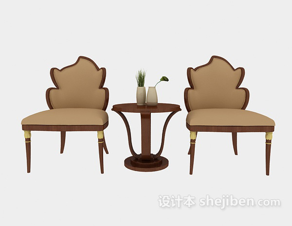 中式风格休闲中式桌椅组合3d模型下载