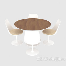 四人圆桌椅3d模型下载