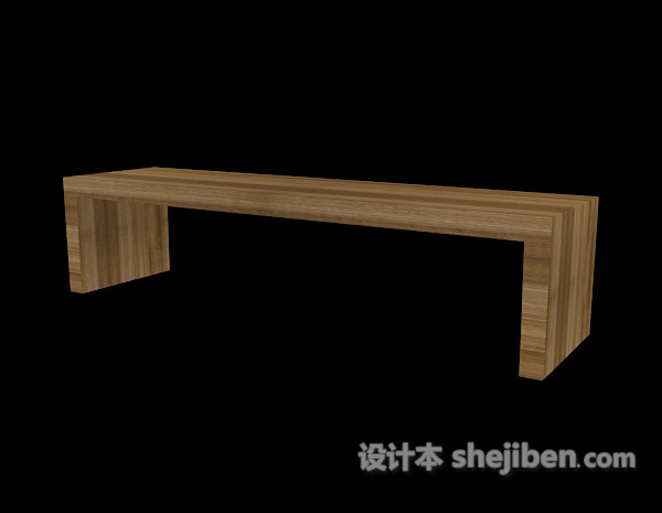 免费灰色实木长凳3d模型下载