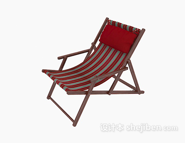 红色休闲躺椅3d模型下载