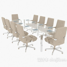 长形玻璃会议桌3d模型下载