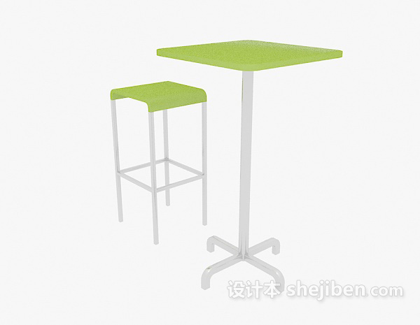 单人休闲桌椅组合3d模型下载