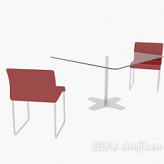 现代玻璃休闲桌椅3d模型下载