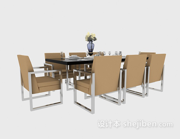 现代风格简约现代餐桌椅3d模型下载