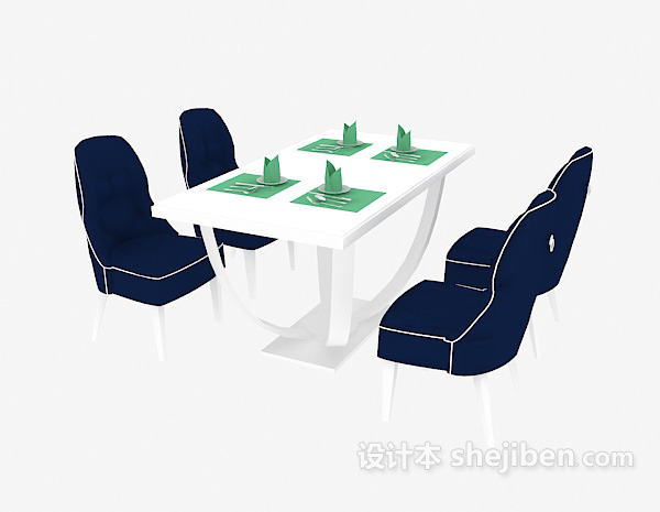 免费现代四人餐桌椅3d模型下载