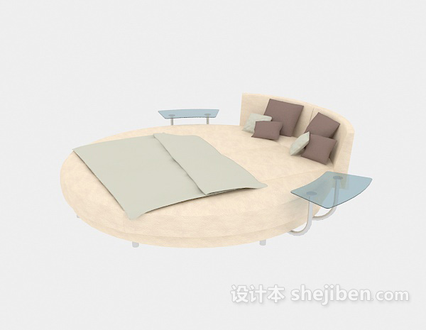 免费现代时尚圆形床3d模型下载