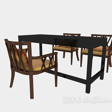 实木家具桌椅3d模型下载
